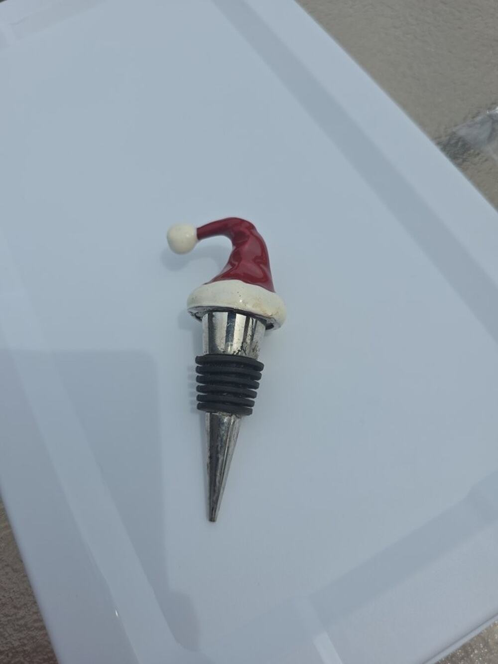 Santa Hat Wine Bottle Stopper See Pictures For Condition Of Paint